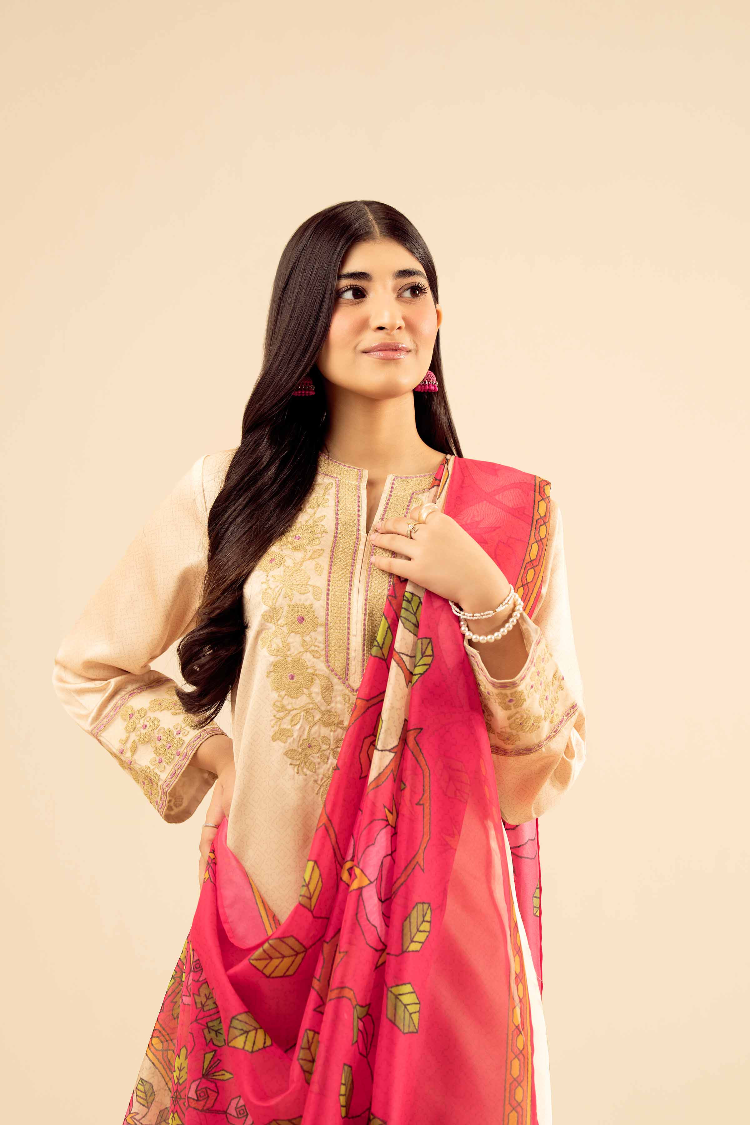 3 Piece - Printed Embroidered Suit - PW25-68 - Image 6