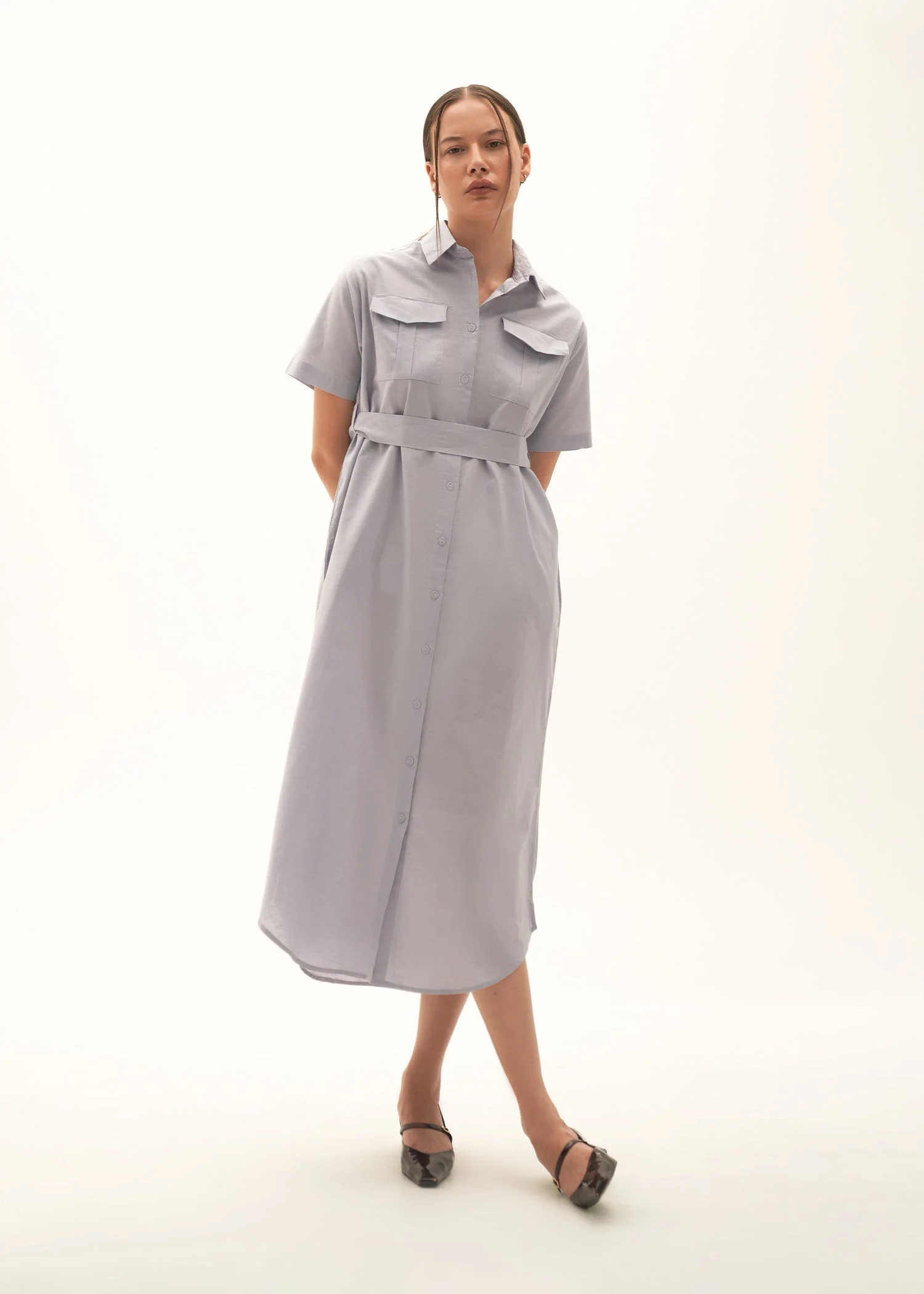 Button Down Linen Blend Dress - KOA