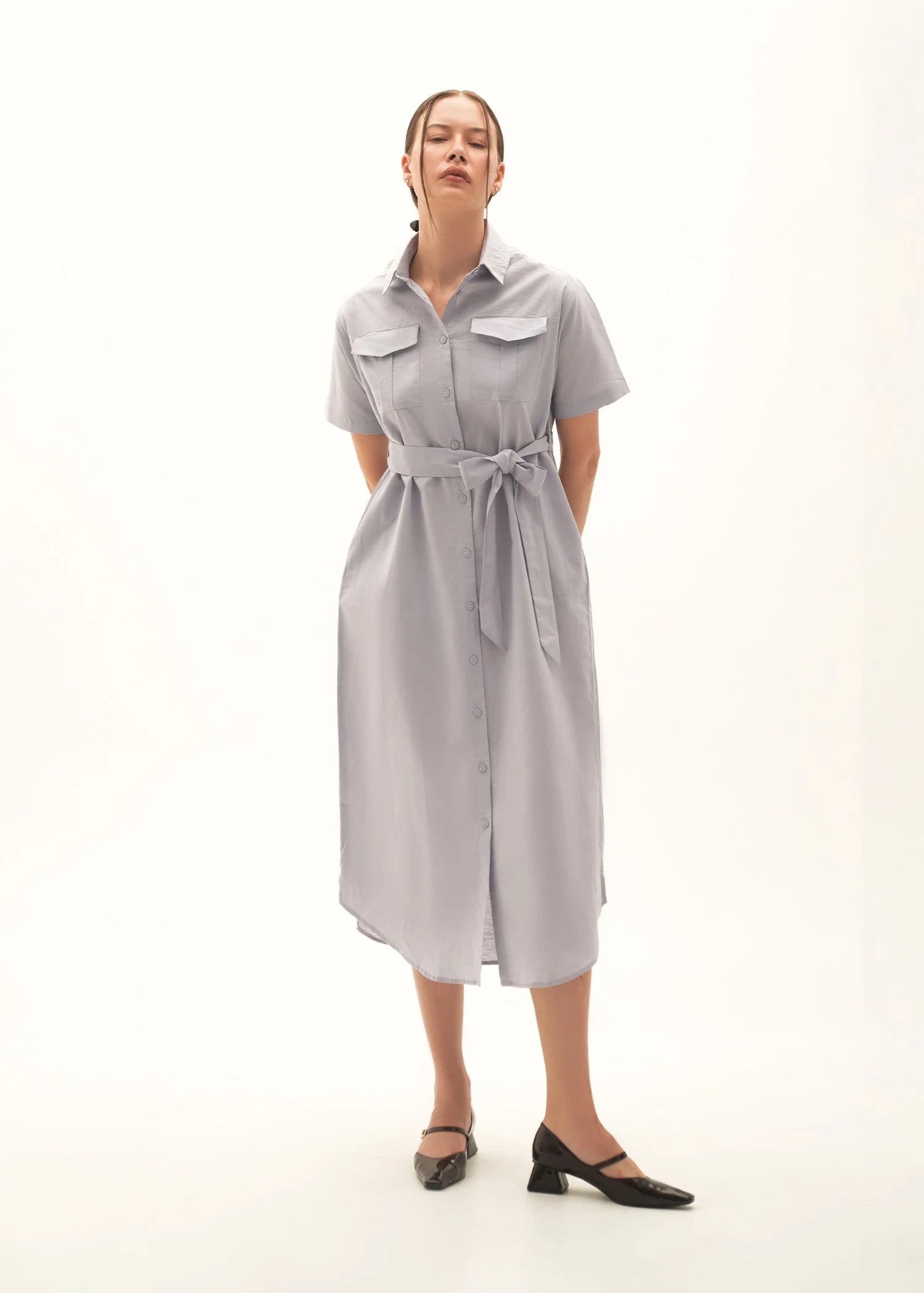 Button Down Linen Blend Dress - KOA - Image 3