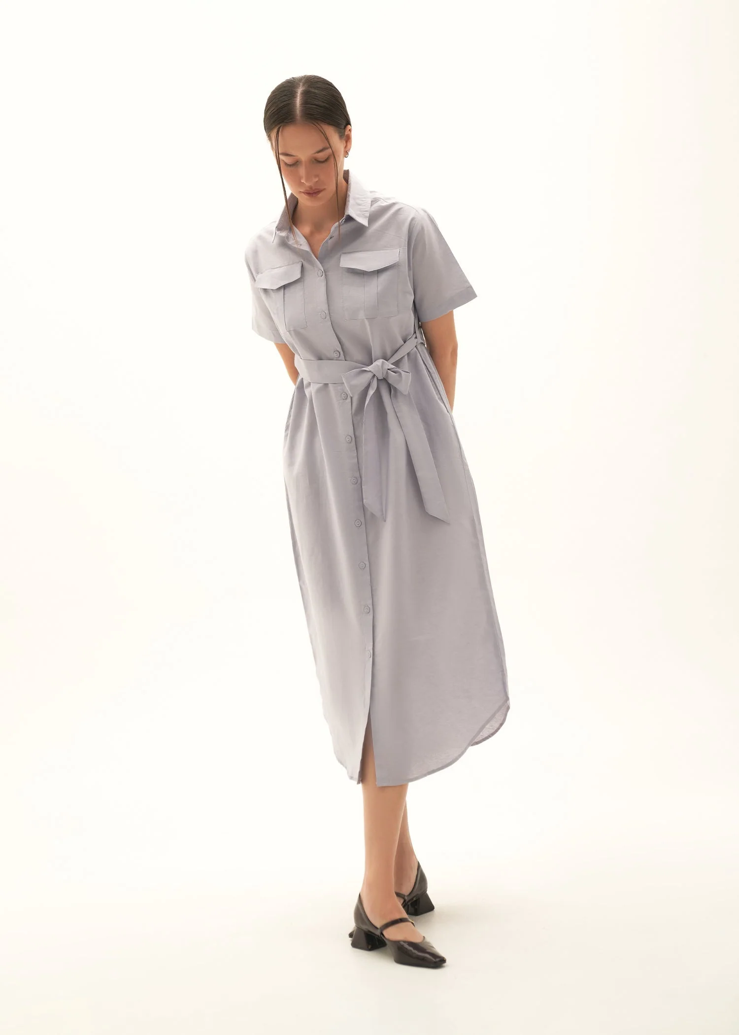 Button Down Linen Blend Dress - KOA - Image 4