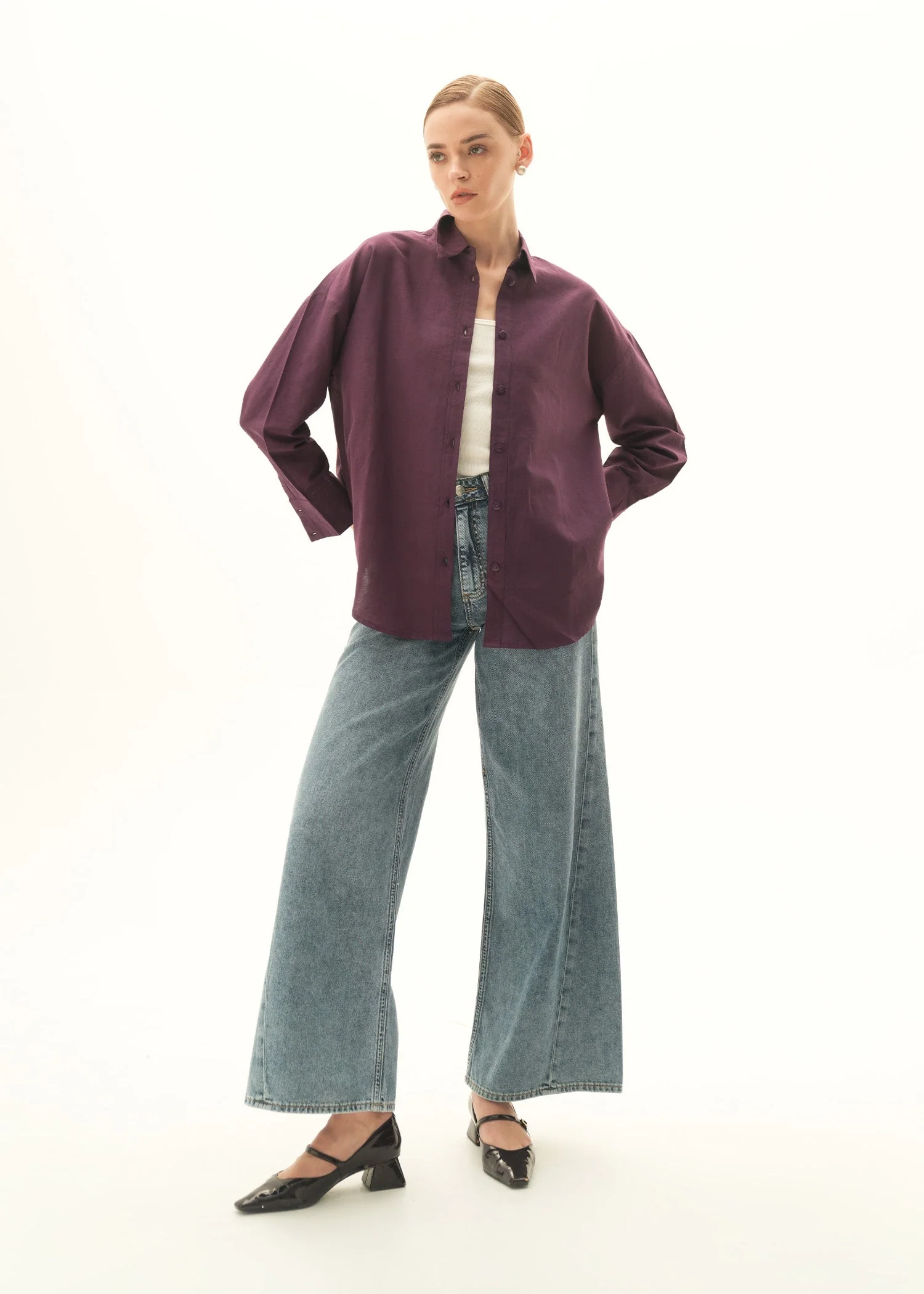 Oversized Button Down Linen Blend-Shirt - KOA - Image 2