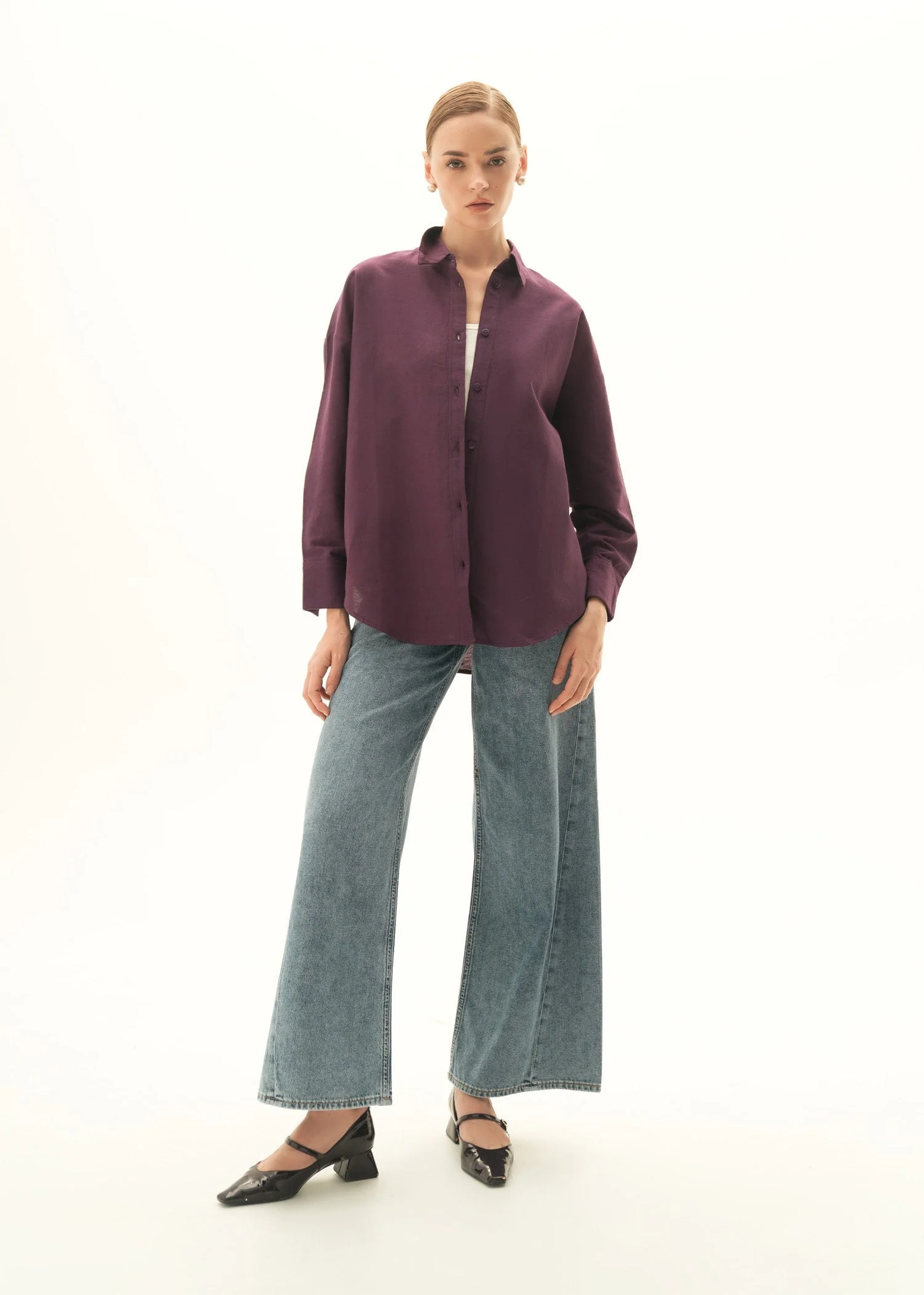 Oversized Button Down Linen Blend-Shirt - KOA - Image 3