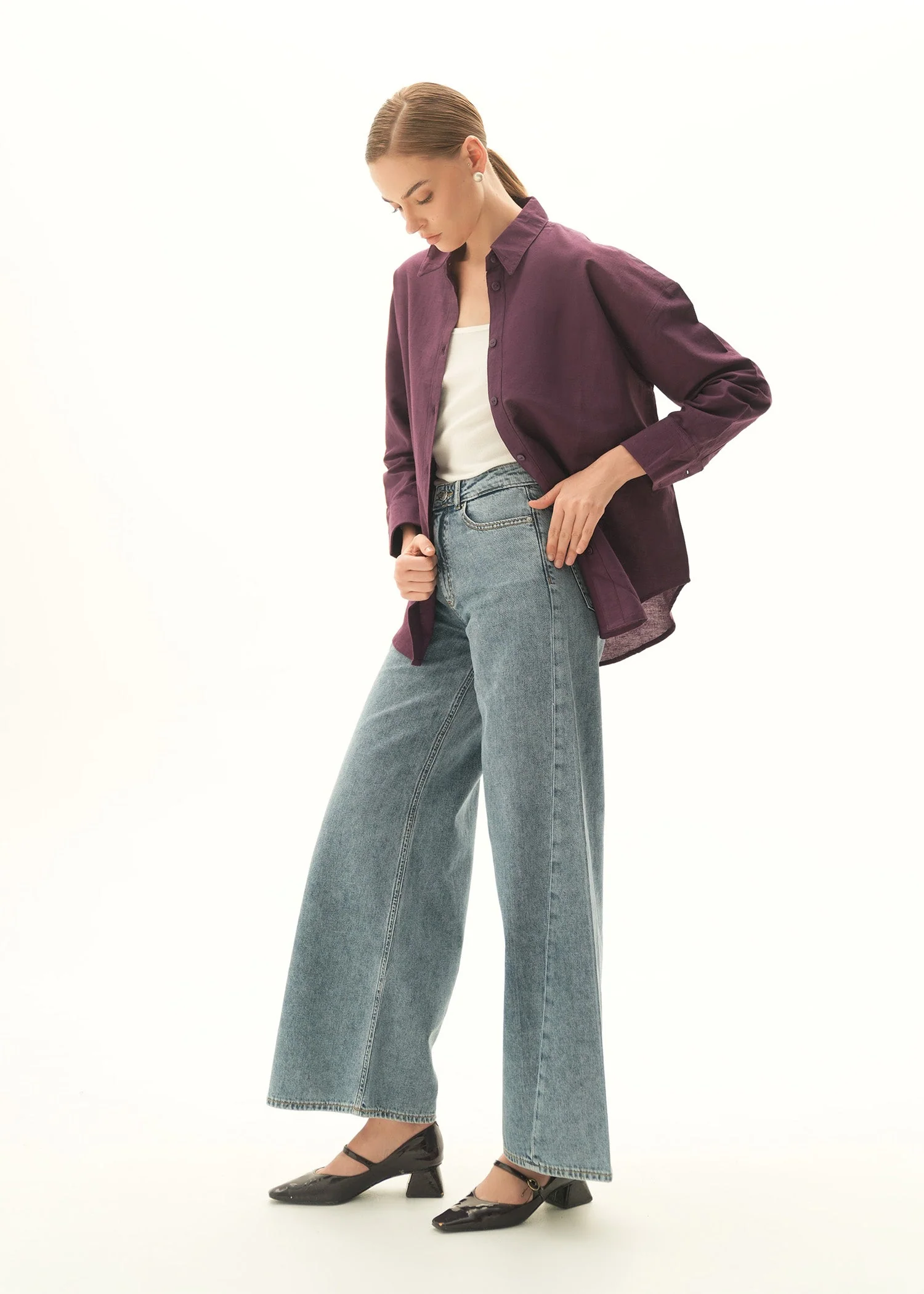 Oversized Button Down Linen Blend-Shirt - KOA - Image 4
