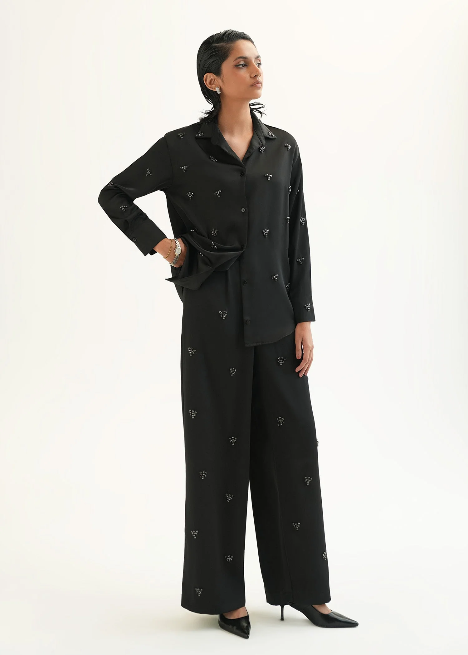 Embellished Satin Shirt - KOA - Image 6
