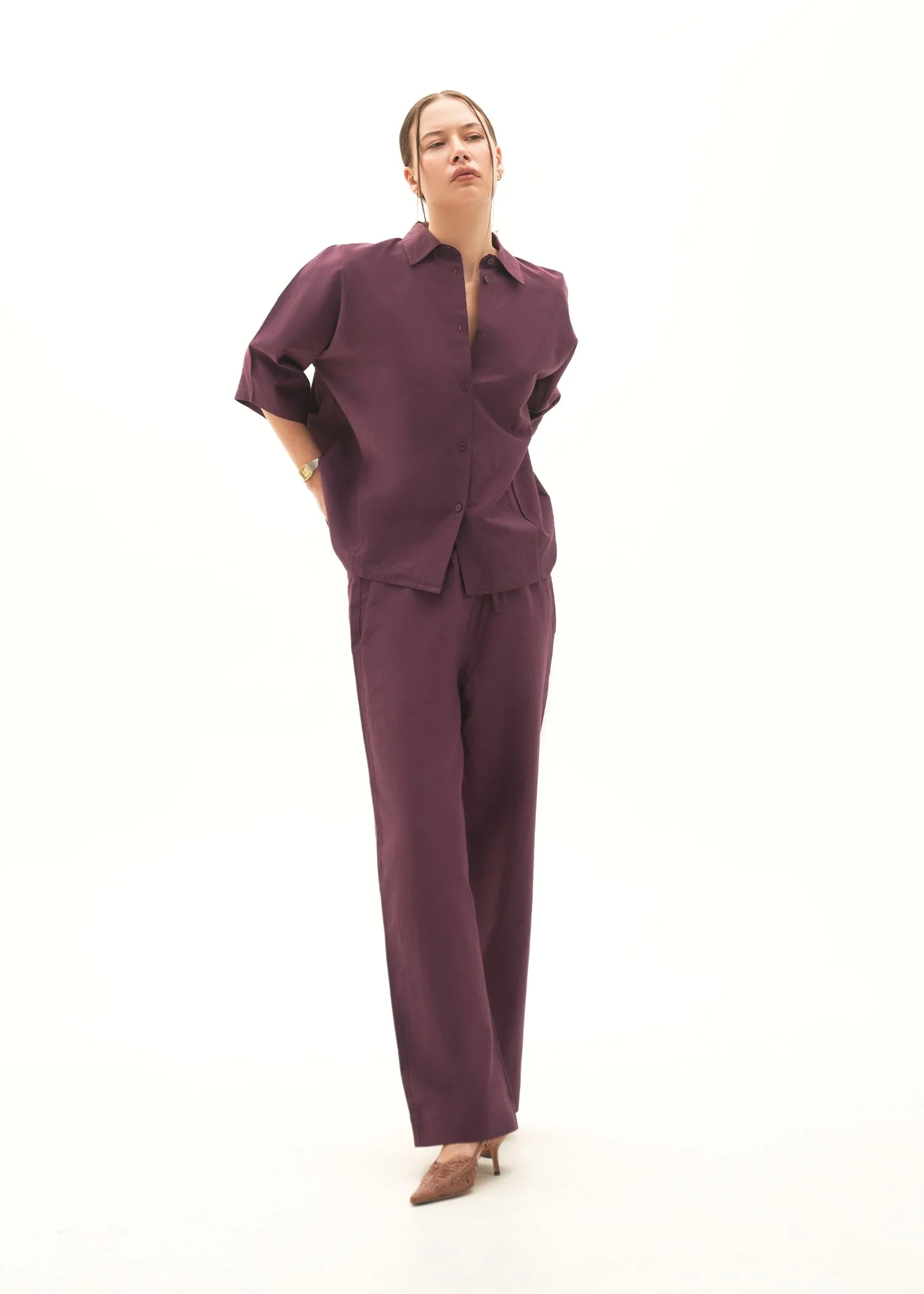 Wide-leg Linen Blend Trouser - KOA