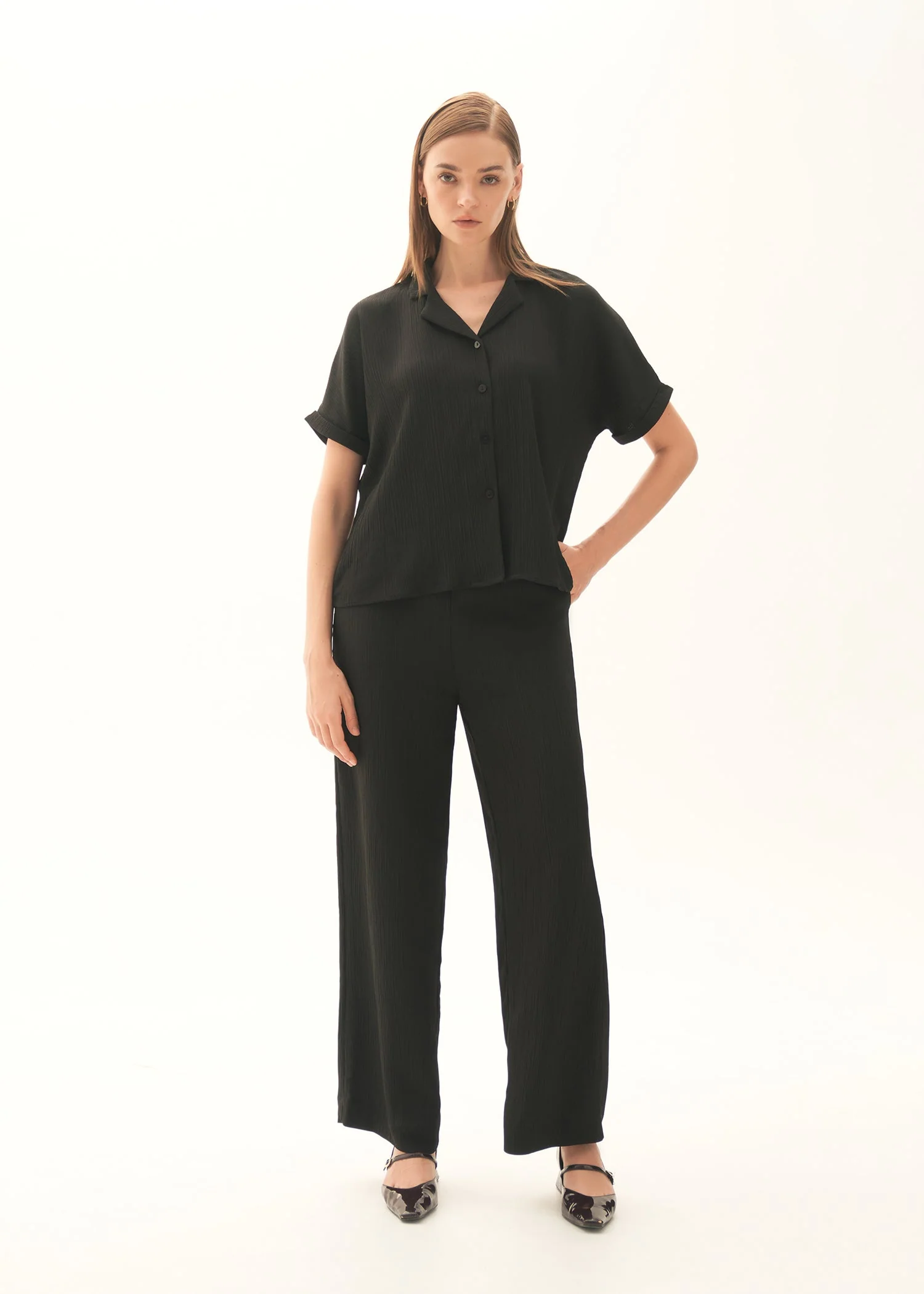 Textured Wide-leg Trouser - KOA - Image 2