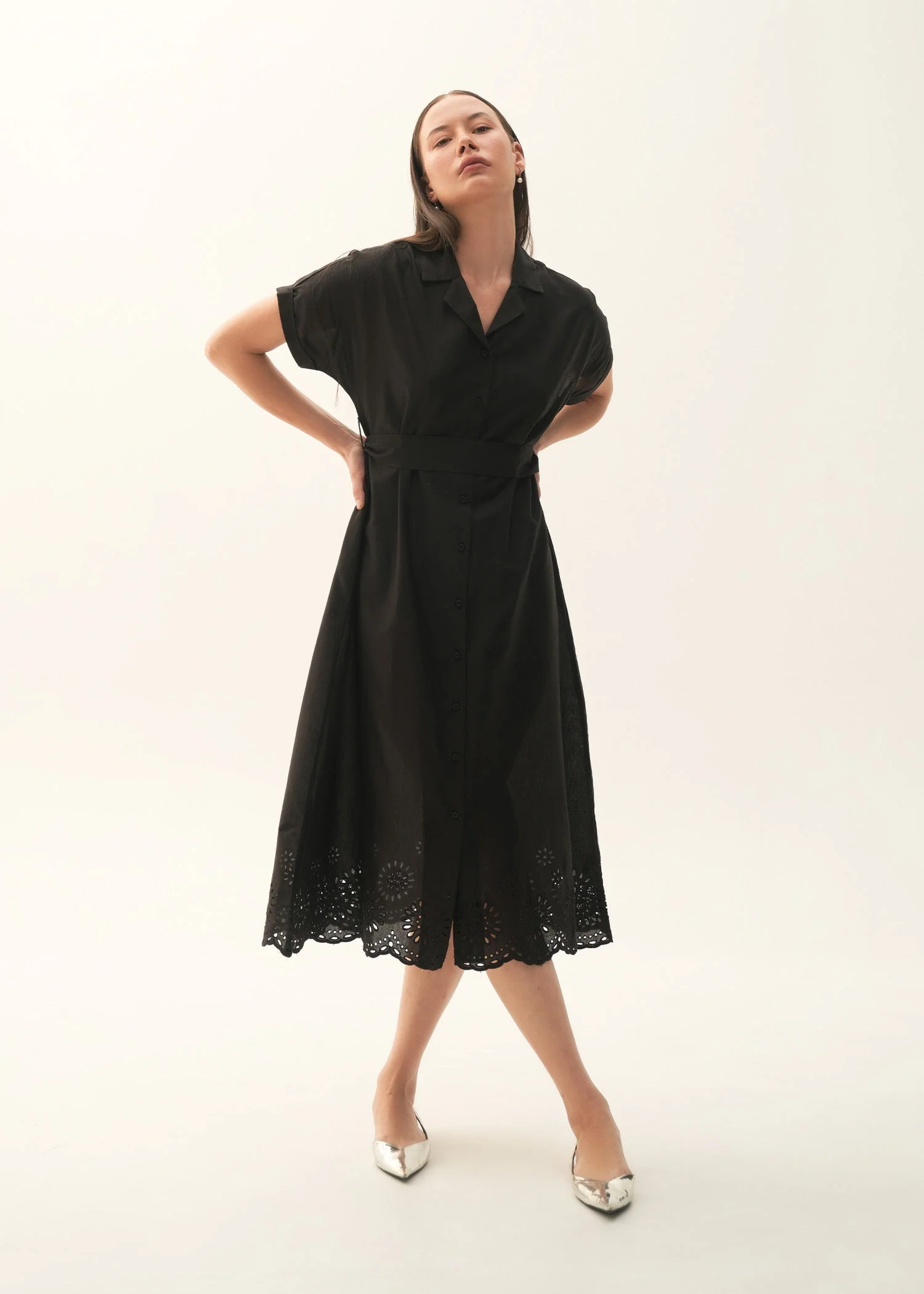 Cotton Dress With Schiffli Embroidery - KOA - Image 5