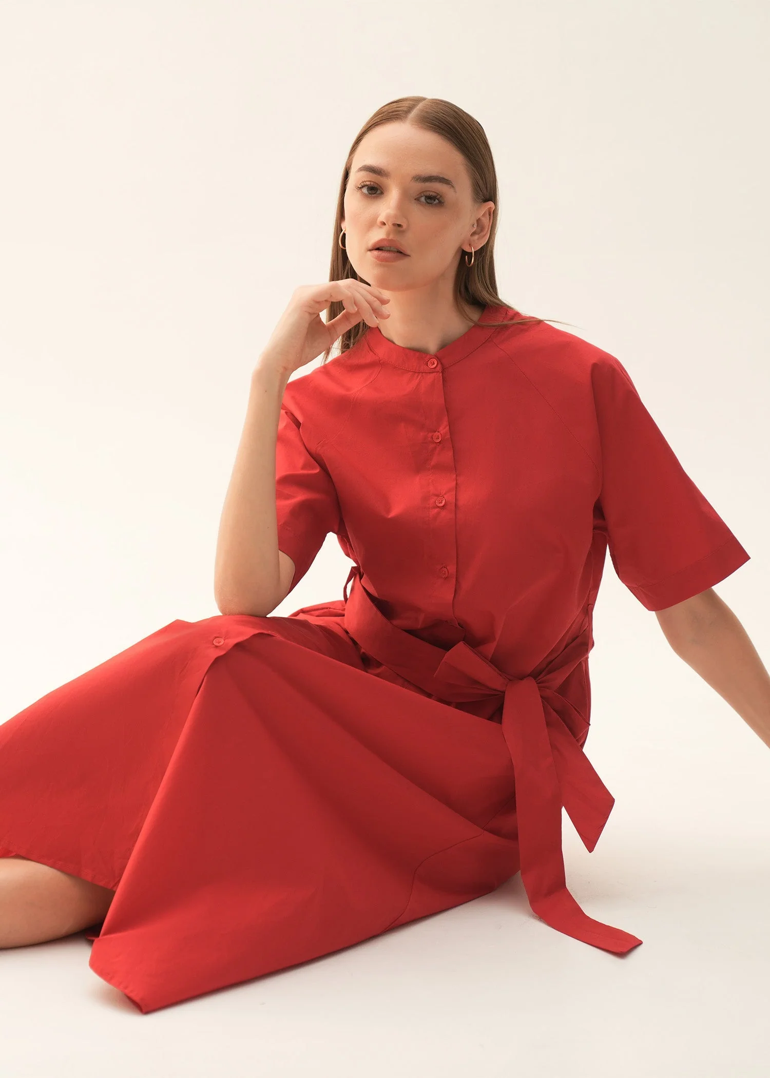 Flared Cotton Dress With Raglan Sleeves - KOA - Image 2