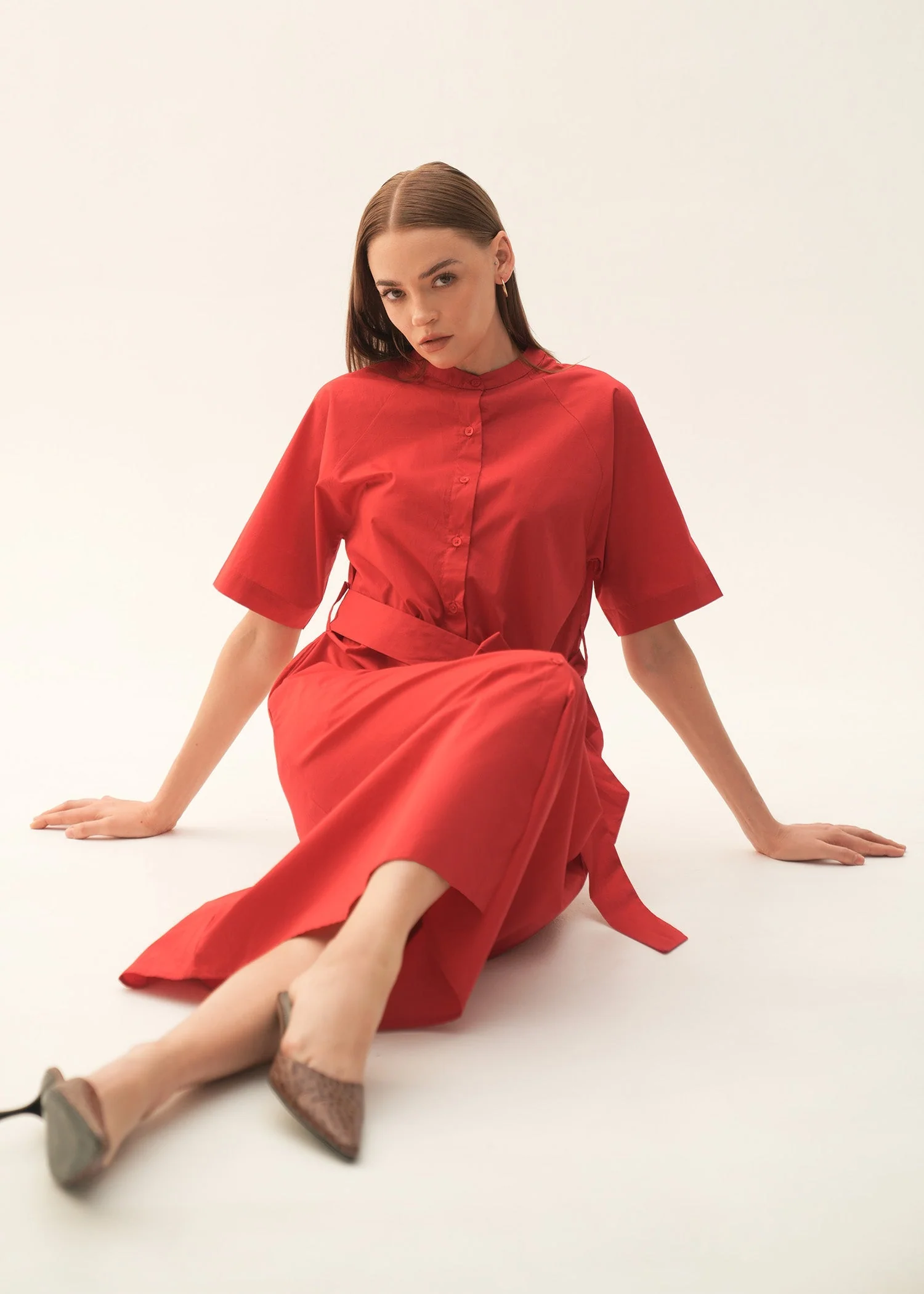 Flared Cotton Dress With Raglan Sleeves - KOA - Image 3