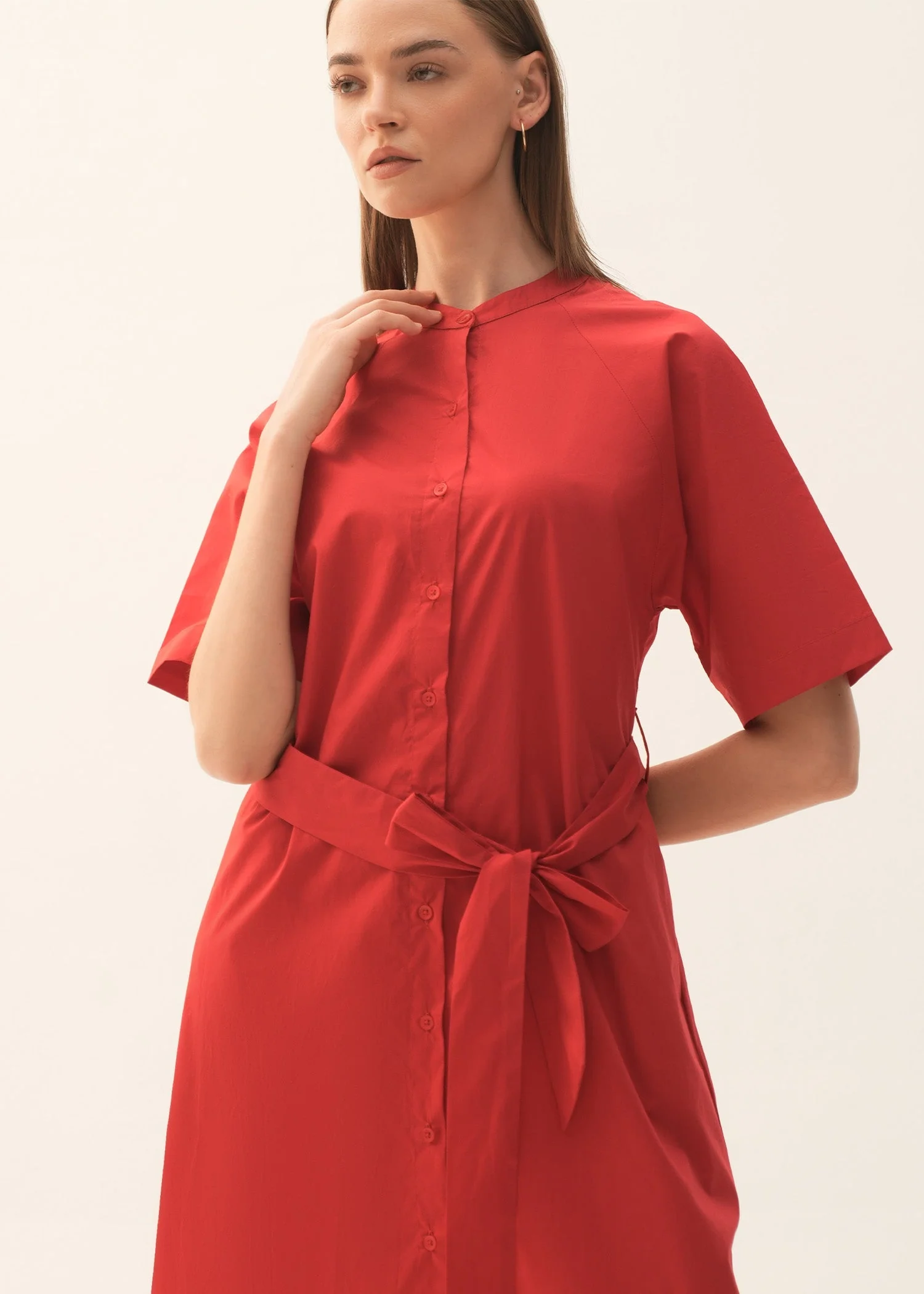 Flared Cotton Dress With Raglan Sleeves - KOA - Image 4