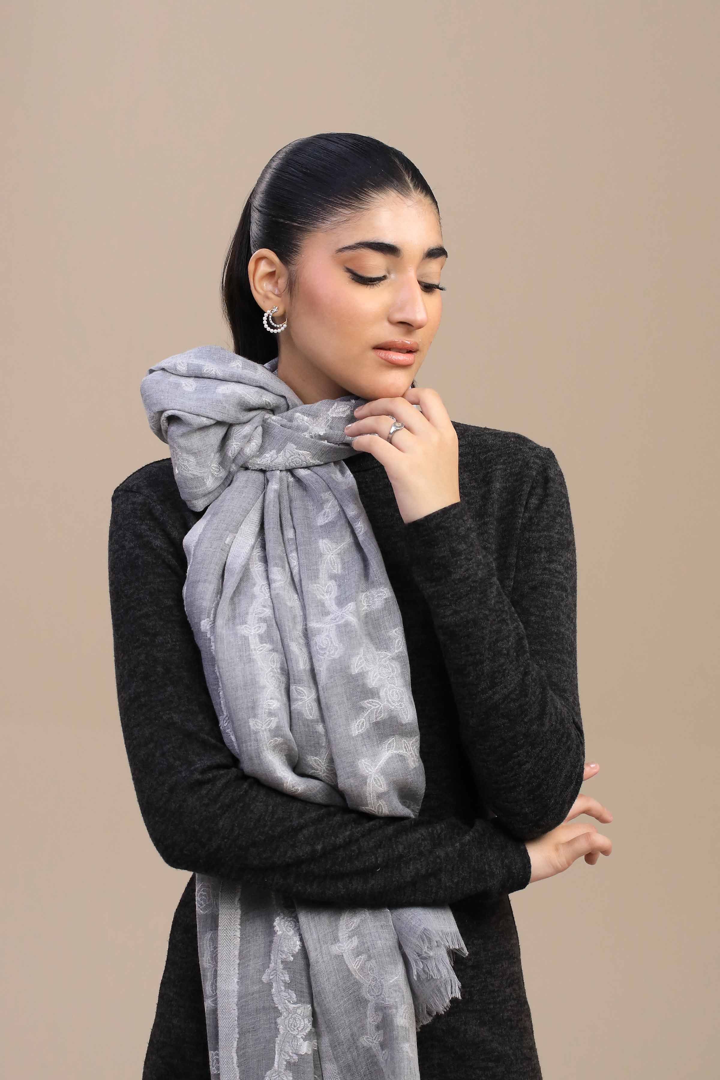 Grey Women Shawl-446772111 - Image 4