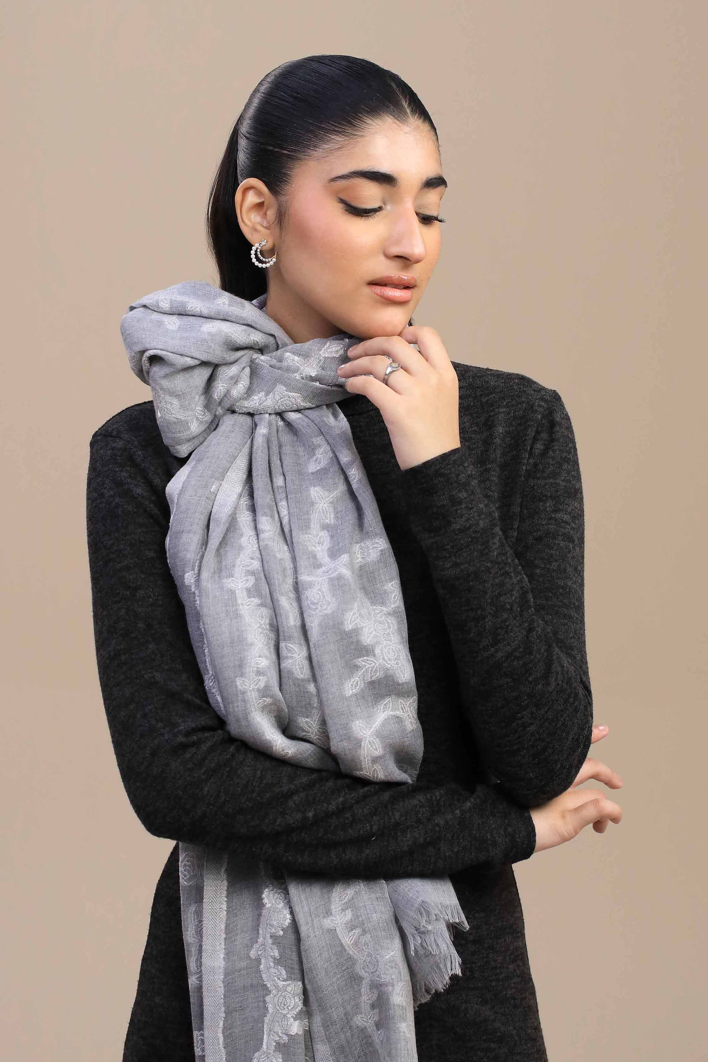 Grey Women Shawl-446772111 - Image 5
