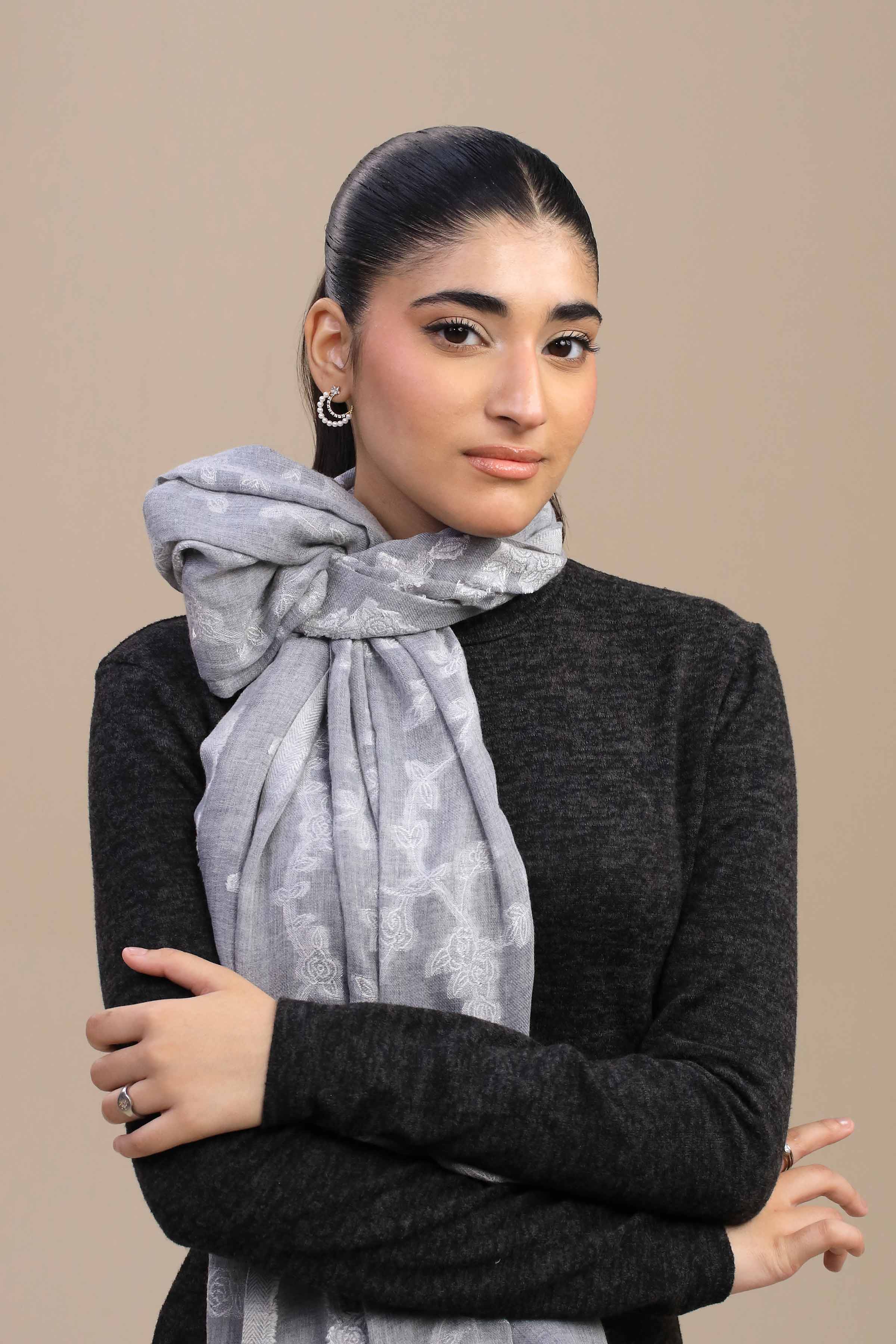 Grey Women Shawl-446772111 - Image 6